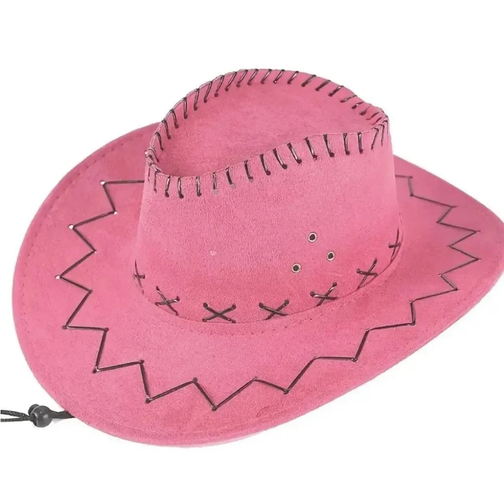Ladies Pink Cowboy Hat with Black Stitching